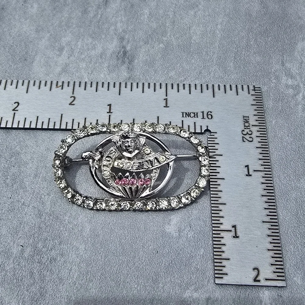 Vintage ORA LOS OF NA Rhinestone Fraternal Membership Pin Brooch